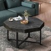 NicBex 30" Octagonal Coffee Table,Wooden Coffee Table with Cross Metal Legs,Farmhouse Center Table for Living Room - 2 of 4
