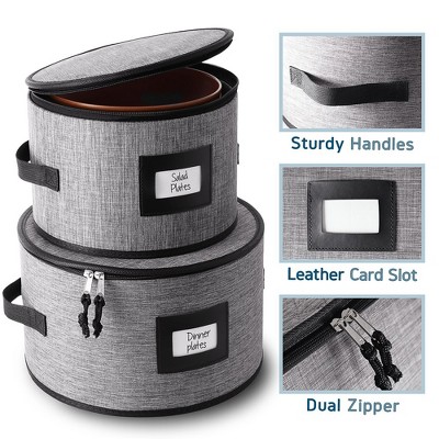 Gray Hard Shell Dinnerware Storage Set with Dividers