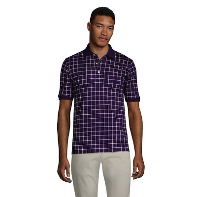 Lands' End Men's Tall Short Sleeve Jacquard Super Soft Supima Polo Shirt -  X Large Tall - Blackberry Windowpane : Target