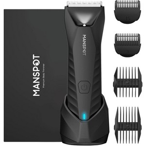 MANSPOT Manscape Body Trimmer for Men, Ceramic Blade Heads, Waterproof, Standing Recharge Dock, Black - 1 of 4
