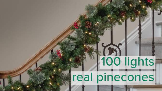 Haute Decor 9ft Pre-Lit LED Classic Artificial Garland, 2 of 5, play video