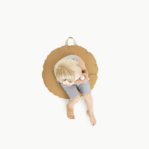 Gathre Mini Circle Kids' Floor Cushion Camel: Faux Leather Bean Bag Chair for Kids, Indoor Use, Ages 1-5 - 1 of 3