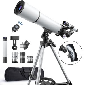 HONGGE Telescope 80mm Aperture 500mm with 20-150X Magnification Portable Astronomical Refracting Telescopes with Complete Accessories - 1 of 4