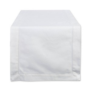 Design Imports  Hemstitch Table Runner, Off White, 14X108" - 1 of 4