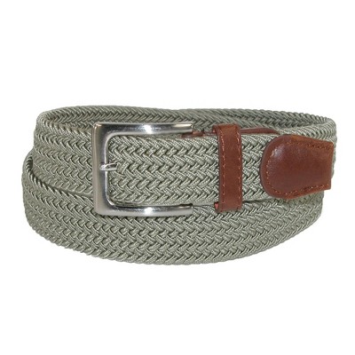 Ctm Men's Elastic Braided Stretch Belt With Silver Buckle And Tan Tabs ...