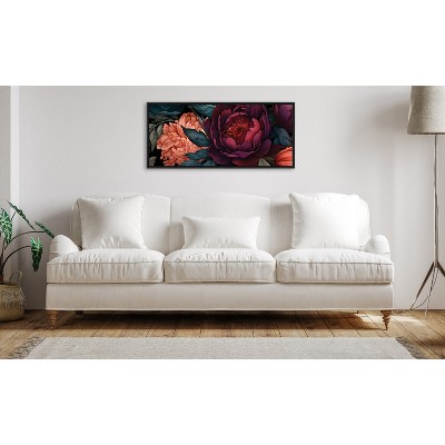Sylvie Dark Academia Floral Jewel Tones Framed Canvas Art