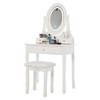 Vanity Table with LED Lighted Oval Mirror,Modern Vanity Desk with Mirror and Lights,Cushioned Stool, 3 Color Lighting Modes, and 3 Storage Drawers - 3 of 4