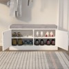 Shoe Storage Bench with 2 Door, Entryway Bench with Shoe Storage, Shoe Bench with Cushion, Adjustable Shelves, Shoe Rack for Entrance, Bedroom - 3 of 4