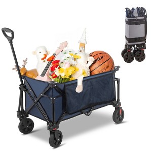 YARDSIGHT Heavy-Duty Folding Wagon Cart, 220 lbs Load Capacity Utility Cart with All-Terrain Wheels and Side Storage for Camping, Gardening & Shopping - 1 of 4