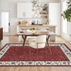 Washable Floral Print Geometric Bordered Rugs for Living Room, Ultra Thin Non Slip Retro Accent Large Carpet for Bedroom Dining Room - 4 of 4