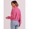 Allegra K Women's Stand Collar Long Sleeve Casual Crop Fuzzy Short Jacket - 3 of 4
