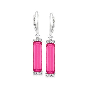 Ross-Simons 12.29 ct. t.w. Pink and White Topaz Drop Earrings in Sterling Silver - 1 of 4