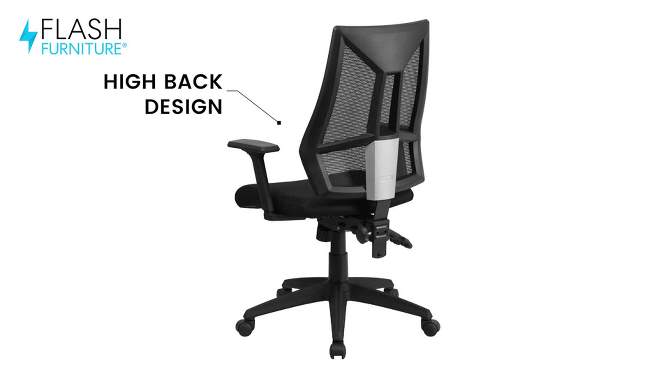 Flash Furniture High Back Black Mesh Multifunction Swivel Ergonomic Task Office Chair with Adjustable Arms, 2 of 13, play video