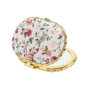 Unique Bargains Floral Oval Mini Mirror for Purses 1 Pc - 1 of 4