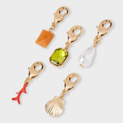 Stone Coral Shell Charm Set 5pc - A New Day™ Gold/Pink/White