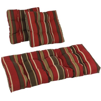 Blazing Needles, Square Spun Polyester Outdoor Tufted Settee Cushions (Set of 3)