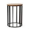 CAVINAS 15" Outdoor Side Table with Acacia Wood Top and Metal Base,Waterproof and Durable Patio Table,Cylindrical Patio End Table for Garden,Natural - 2 of 4
