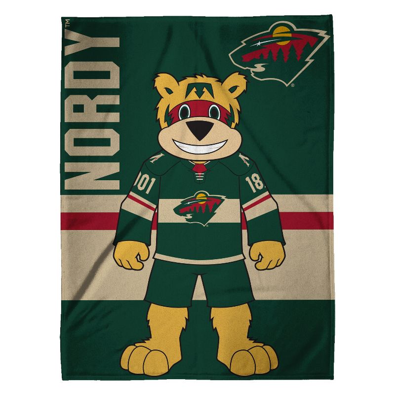 Sleep Squad Minnesota Wild Nordy Mascot 60 x 80 Raschel Plush Blanket, 3 of 6