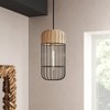 C Cattleya 1-Light Black Finish Natural Rattan Pendant Light - 2 of 4