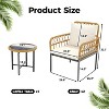 Acekool 3-Piece Wicker Patio Bistro Set with Glass Top Side Table and Cushioned Rattan Chairs for Outdoor Balcony, Porch, Backyard – Beige - 2 of 4