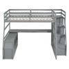 Whisen Full Size Loft Bed with 7 Drawers, 2 Shelves and Desk, Solid Construction - 3 of 4