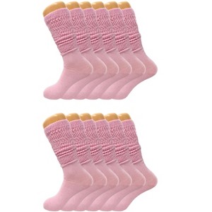 Women’s Slouch Scrunch Socks 12 Pairs Cotton Knee-High Shoe Size 5-10 - 1 of 4