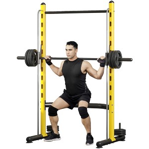 Soozier Adjustable Squat Rack with Pull Up Bar and Barbell Bar, Multi-Function Bench Press Weight Lifting Equipment - 1 of 4