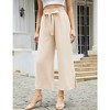 Women's Wide Leg Pants Elastic High Waisted Lightweight Palazzo Pants with Pockets Tie Casual Summer Pants - 3 of 4