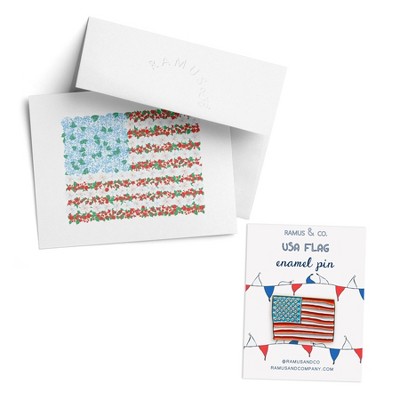 USA Greeting Card & Enambel Pin by Ramus & Co