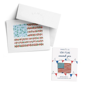 USA Greeting Card & Enambel Pin by Ramus & Co - 1 of 4