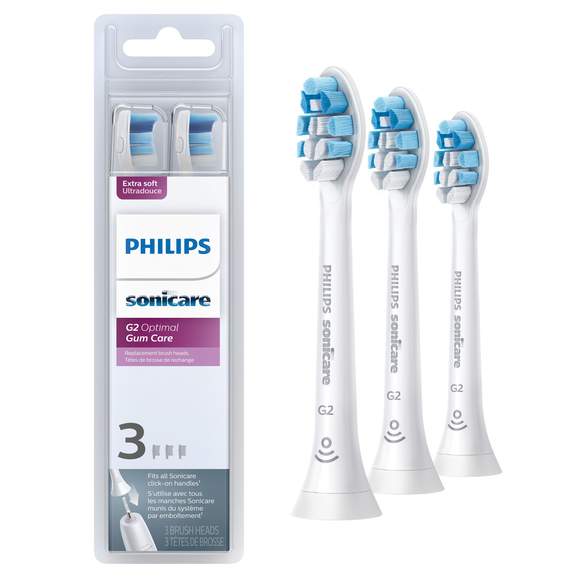 Philips Sonicare G2 Optimal Gum Health Replacement Electric Toothbrush Head - HX9033/65 - White - 3pk