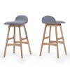 PAGED Wooden Bar Height Stools Set of 2, Fashion Upholstered Counter Stool Chair with Back for Bar, Kitchen - 2 of 4