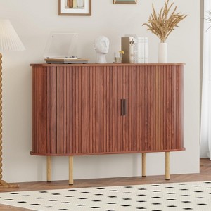 homfan 47" Mid-Century Modern Sideboard Buffet Cabinet Adjustable Shelves, Accent Storage Cabinet - 1 of 4