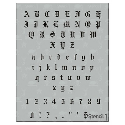 Stencil1 Old English Font .5" - Letter Stencil 8.5" x 11"