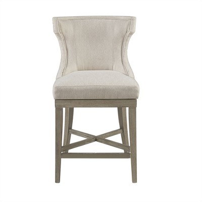 OUTSUPPLY Swivel Counter Stool, 300lb Capacity Bar Stool with Wood Legs & Kickplate