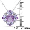 EVERLY JEWELRY | Sterling Silver 3 CT TGW Amethyst and Tanzanite Quatrefoil Floral Pendant with Chain, 18 inc - 2 of 4