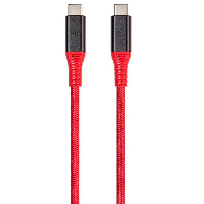 Monoprice Durable USB 3.2 Gen 2 Type-C Data and Power Kevlar Reinforced Nylon-Braid Cable - 1 Meter - Red | 5A/100W - AtlasFlex Series, 1 of 7