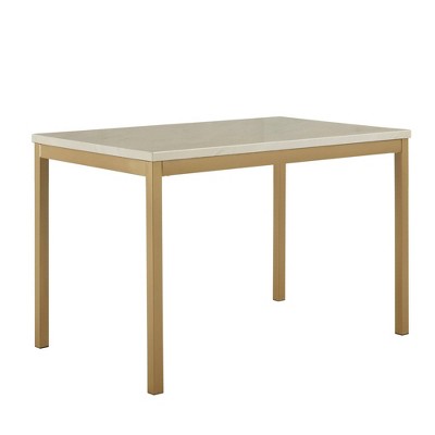 Devoe Faux Marble Top and Metal Base Dining Table White/Gold - Inspire Q