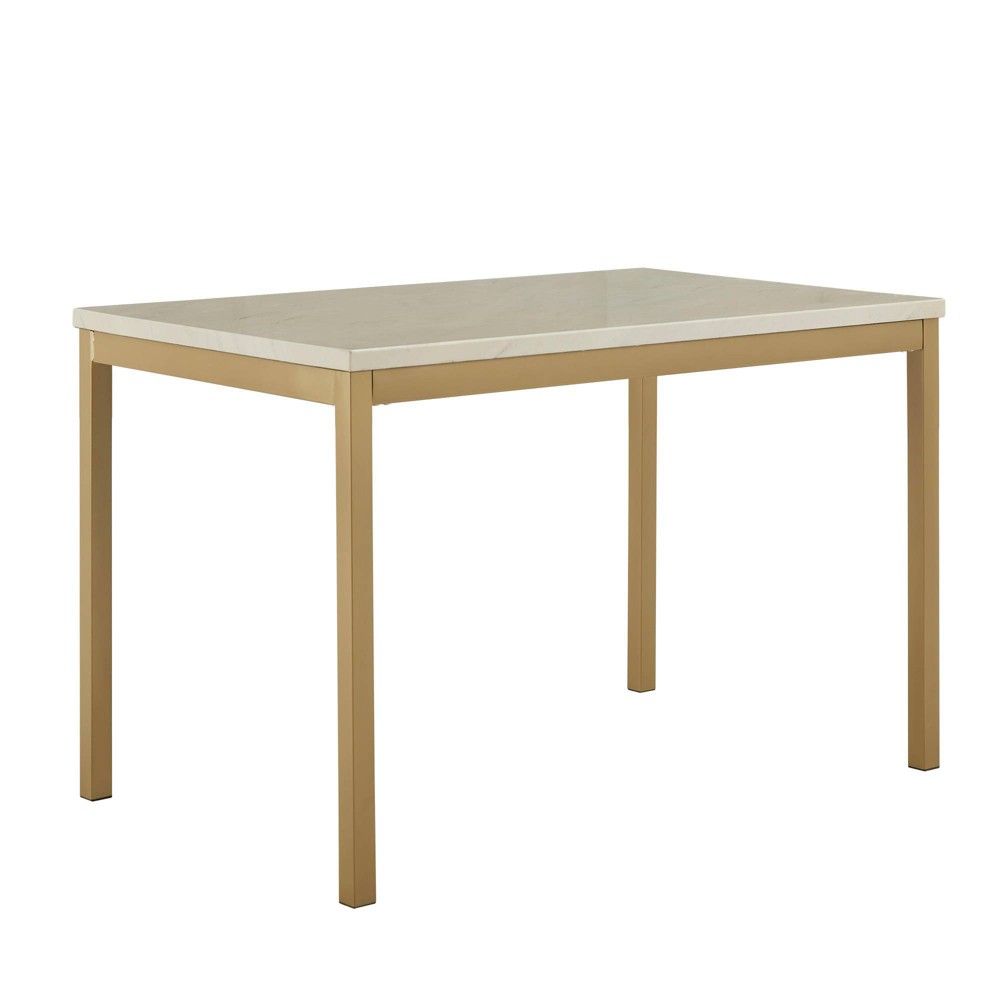 Photos - Dining Table Devoe Faux Marble Top and Metal Base  White/Gold - Inspire Q: