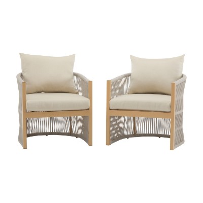 Christopher Knight Home Cassie Outdoor Aluminum Club Chair with Rope Accents (Set of 2)