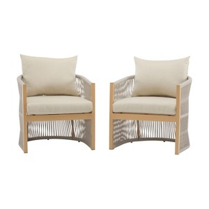 Christopher Knight Home Cassie Outdoor Aluminum Club Chair with Rope Accents (Set of 2) - 1 of 4