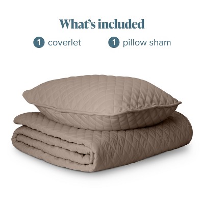 Taupe Diamond Stitched Microfiber Twin Quilt Set