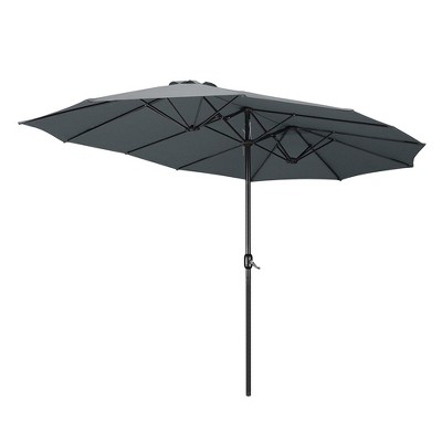 Yescom 14' Double-sided Twin Patio Umbrella Sun Shade UV30+ Water Fade Resistant Crank Outdoor Garden Market