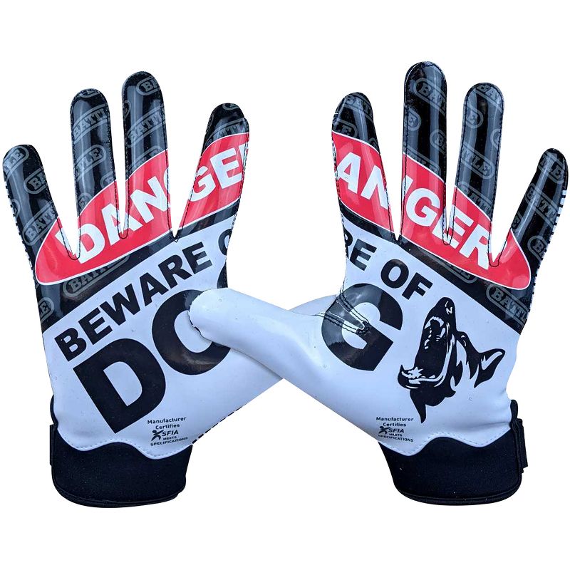 Battle Sports Beware of Dog Doom 1.0 Youth Football Receiver Gloves, 2 of 5