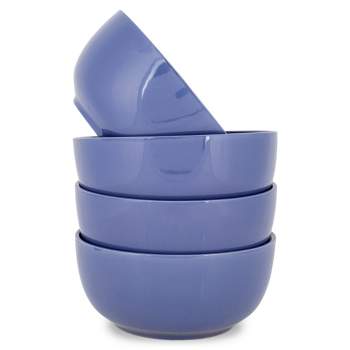 Elanze Designs Bistro Glossy Ceramic 6.5 inch Soup Bowls Set of 4, Violet Purple