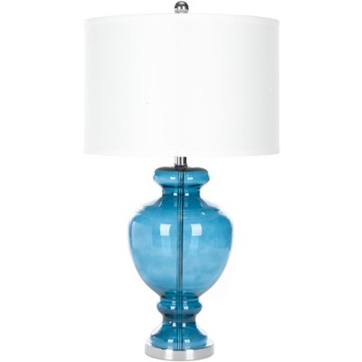 Morocco Blue Glass Table Lamp Set with White Shades