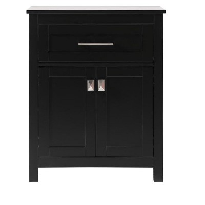 Elegant Lighting 24 Inch Wide Bathroom Storage Freestanding Cabinet In Black