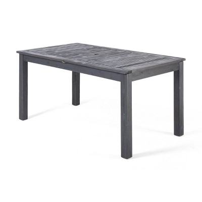 Nestor Acacia Wood Rectangle Expandable Dining Table - Dark Gray - Christopher Knight Home: Water-Resistant, Seats 6