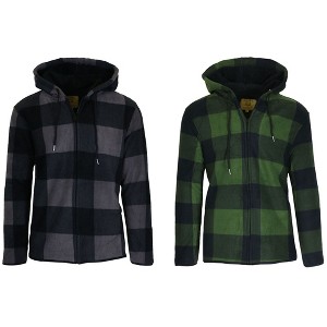 Galaxy J. Come Men's Modern Fit  Heavyweight Polar Fleece Plaid Hoodie With Faux Shearling Lining-2 Pack - 1 of 2