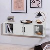 Costway 2-Door Floating Storage Cabinet with 2 Cubes Console Storage Hutch Under TV - 2 of 4